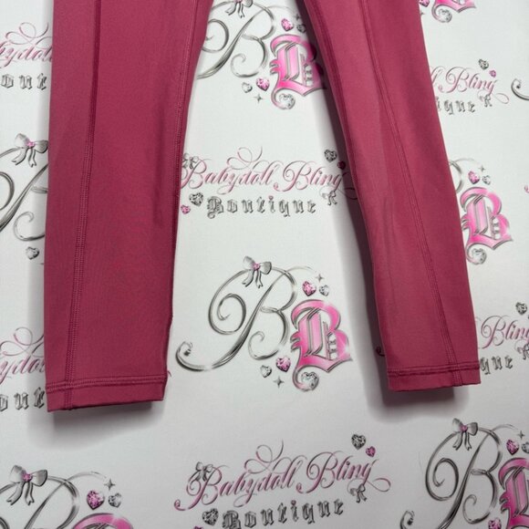 Victoria secret leggings pink gold logo pockets crop ankle fit tight yoga pants - Picture 8 of 8